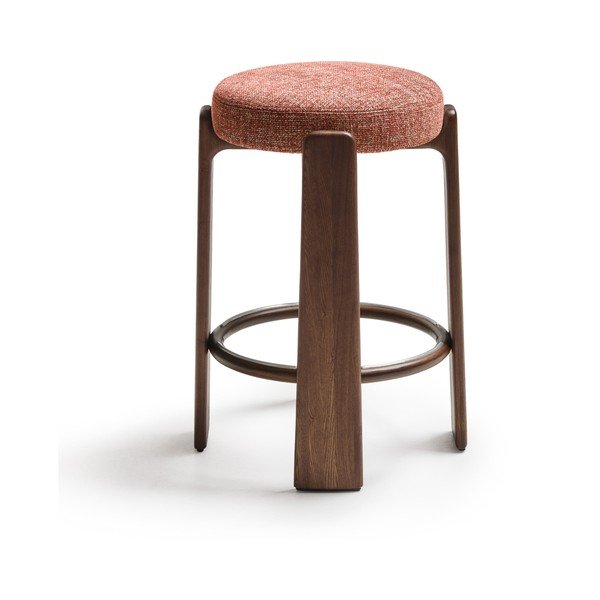 Hoker z litego drewna jesionowego w ceglasto-ciemnonaturalnym kolorze (wysokość siedziska 75 cm) Granite – Kave Home-image-2