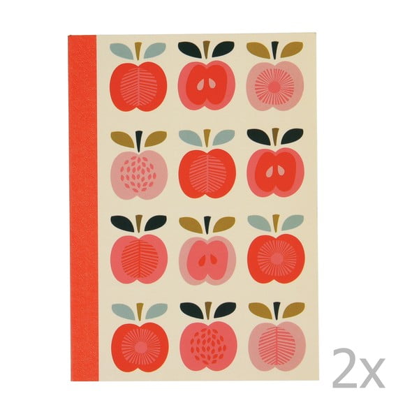 Zestaw 2 zeszytów w linie z motywem jabłek Rex London Vintage Apple