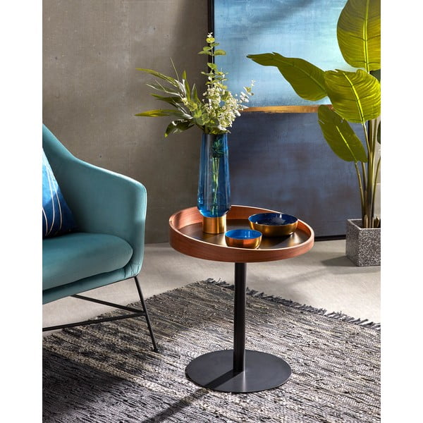 Okrągły stolik z blatem w dekorze orzecha ø 46 cm Kaori – Kave Home-image-1