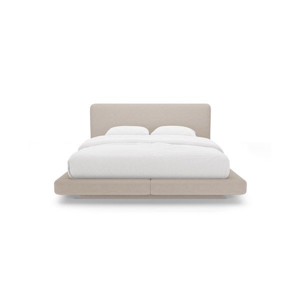 Jasnobrązowe tapicerowane łóżko dwuosobowe 200x200 cm Linea – Micadoni -image-3