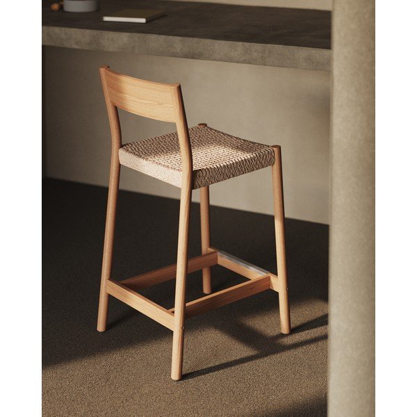 Hoker z litego drewna dębowego w naturalnym kolorze (wysokość siedziska 65 cm) Yalia – Kave Home-image-1