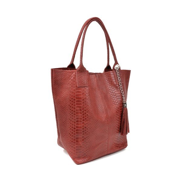 Czerwona skórzana torebka shopper Renata Corsi Lola-image-2