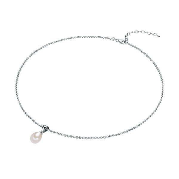 Srebrny
  naszyjnik z białą perłą Chakra Pearls, 42 cm