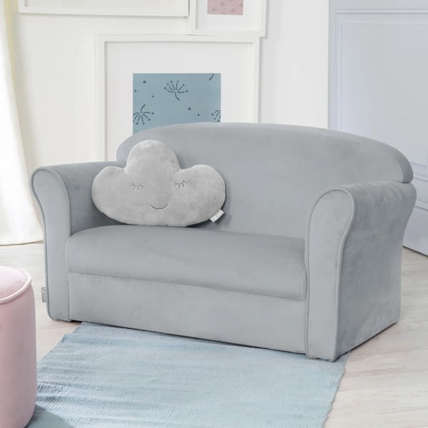 Jasnoszara aksamitna sofa dla dzieci 78 cm Lil Sofa – Roba-image-1