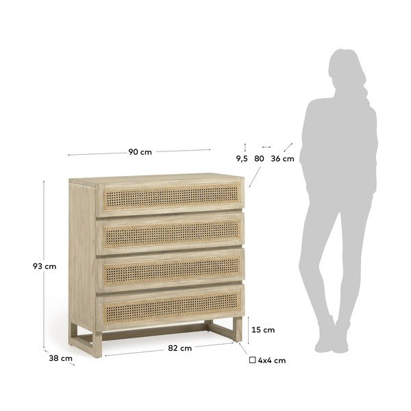 Komoda z 4 szufladami z drewna Mindi Kave Home Rexit-image-2