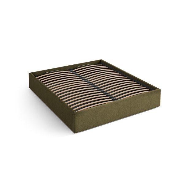 Zielone tapicerowane łóżko dwuosobowe ze schowkiem/bez zagłówka ze stelażem 180x200 cm Susan – Micadoni 