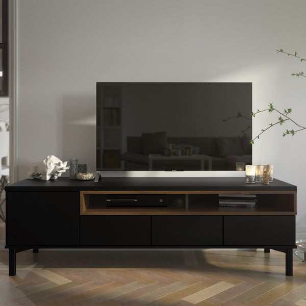 Czarna szafka pod TV 156x48x48 cm Roomers – Tvilum-image-2