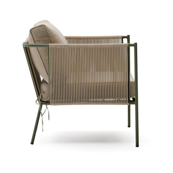 Zielono-beżowy metalowy fotel ogrodowy Zivia – Kave Home-image-3