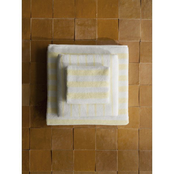 Jasnożółte/białe ręczniki zestaw 2 szt. z bawełny organicznej frotte 30x50 cm Arto – Blomus-image-1