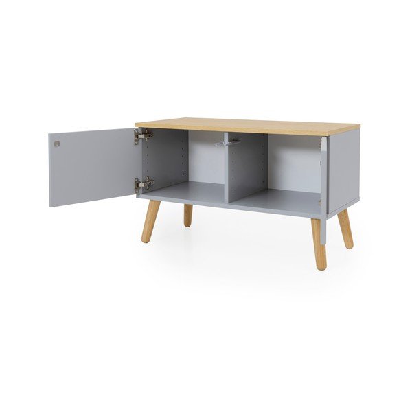 Szara komoda z nogami z drewna dębowego Tenzo Dot-image-3