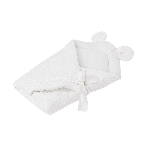 Biały rożek niemowlęcy z materiału bouclé 35x65 cm – Meowbaby-image-1