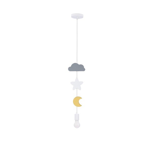 Żółtao-jasnoniebieska lampa wisząca z tekstylnym kloszem Single – Candellux Lighting-image-1