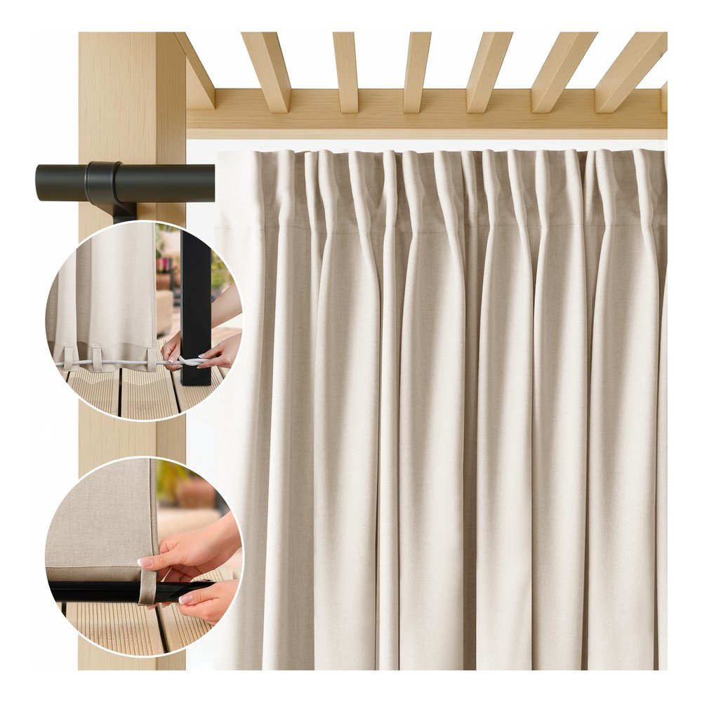 Kremowa zasłona częściowo zaciemniająca (dimout)/zewnętrzna 200x200 cm Calisto – Filumi (zdjęcie 2)