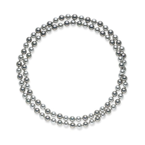 Szaro-srebrny naszyjnik perłowy Pearls Of London Mystic, dł. 90 cm