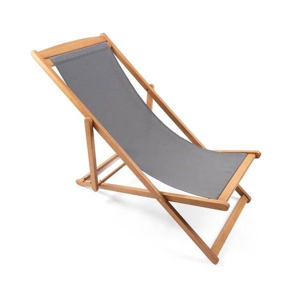 Szary składany leżak ogrodowy z drewna akacji Bonami Essentials Deck-image-3