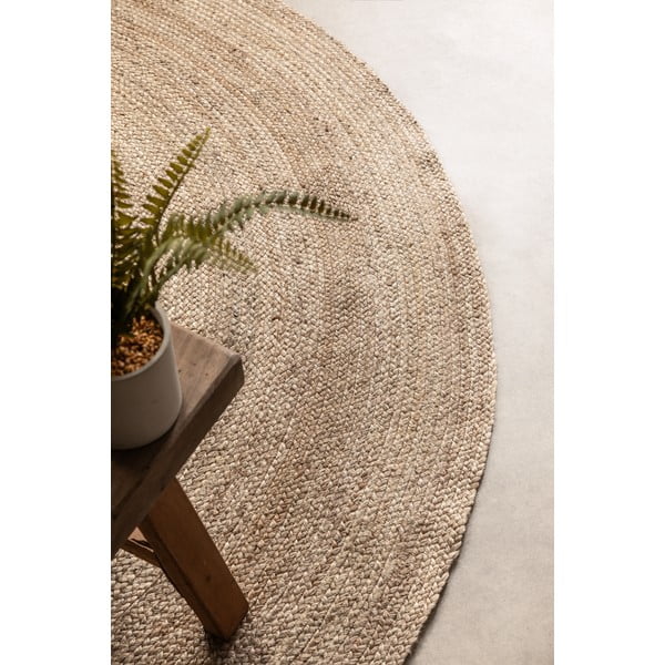 Szarobeżowy okrągły dywan z juty dwustronny ø 140 cm Braided – Hanse Home-image-4