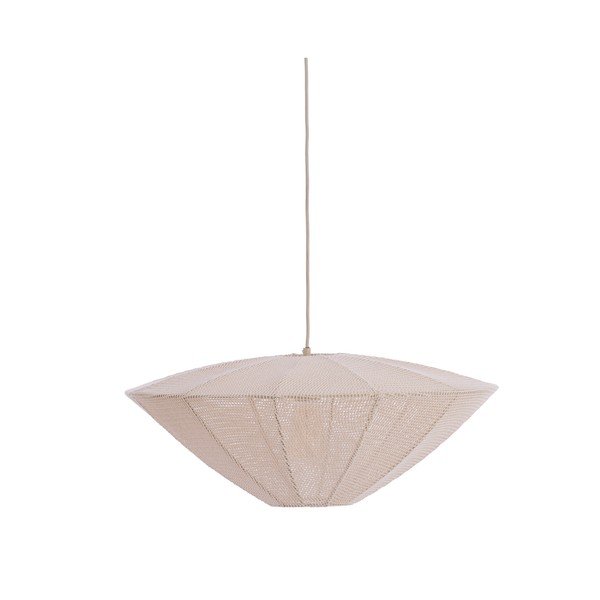 Kremowa lampa wisząca z tekstylnym kloszem Satilla – Light & Living