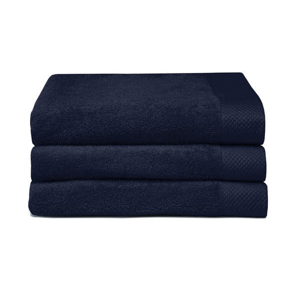 Zestaw 3 ciemnoniebieskich ręczników Seahorse Pure, 60x110 cm