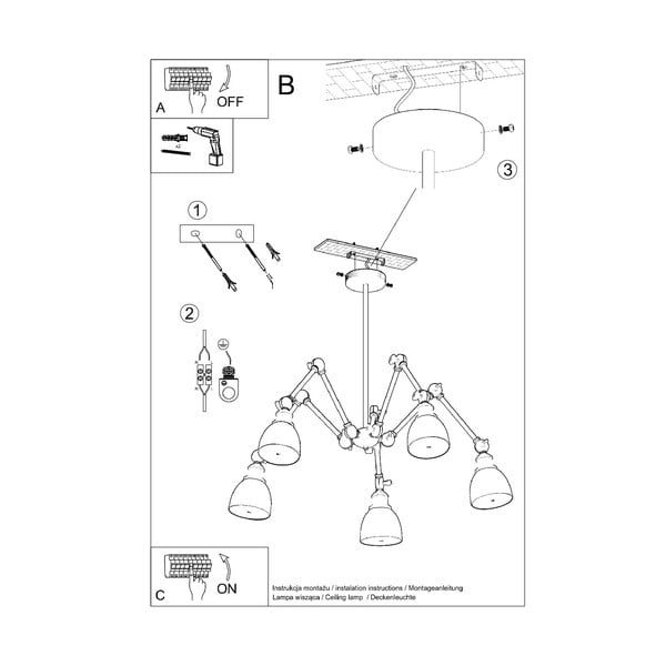 Czarna lampa wisząca z metalowym kloszem 70x70 cm Matilda Shade – Sollux-image-4