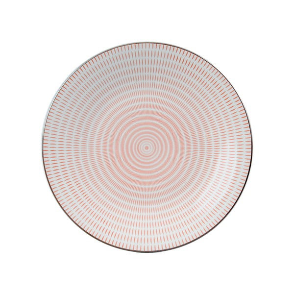 Okrągły talerz porcelanowy Pink Stripe, 28 cm