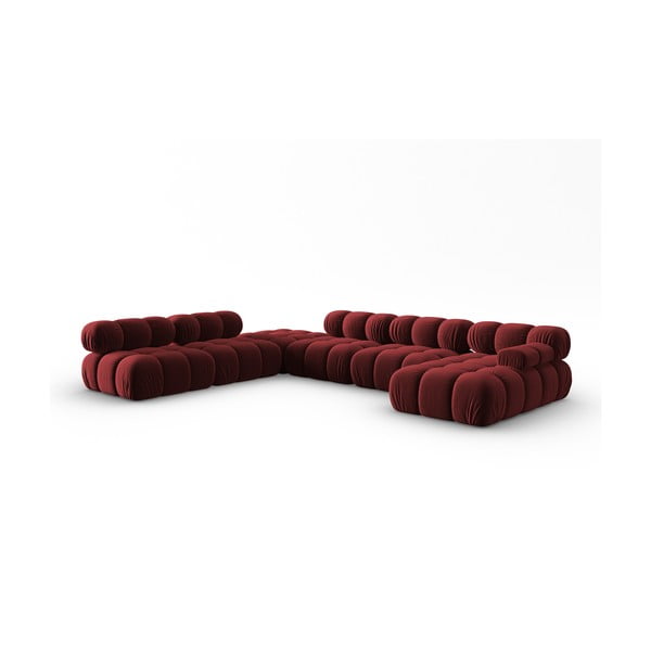 Czerwona aksamitna sofa 379 cm Bellis – Micadoni Home-image-3