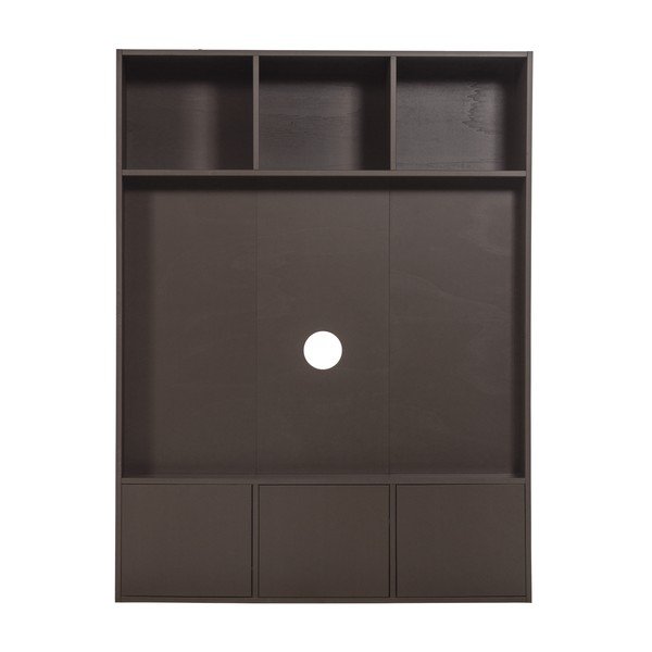 Ciemnobrązowy zestaw pod TV z litego drewna sosnowego 160x215x40 cm Meggy – WOOOD-image-2