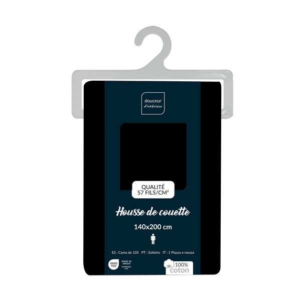 Czarna bawełniana poszwa na kołdrę jednoosobowa 140x200 cm Lina – douceur d'intérieur-image-2