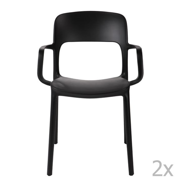 Zestaw 2 krzeseł D2 Flexi, z podłokietnikami, czarne