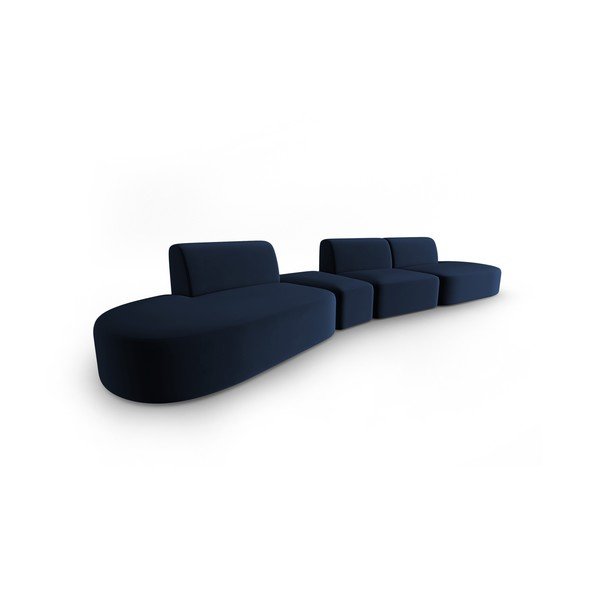 Niebieska aksamitna sofa lewostronna 428 cm Paolo – Milo Casa-image-2