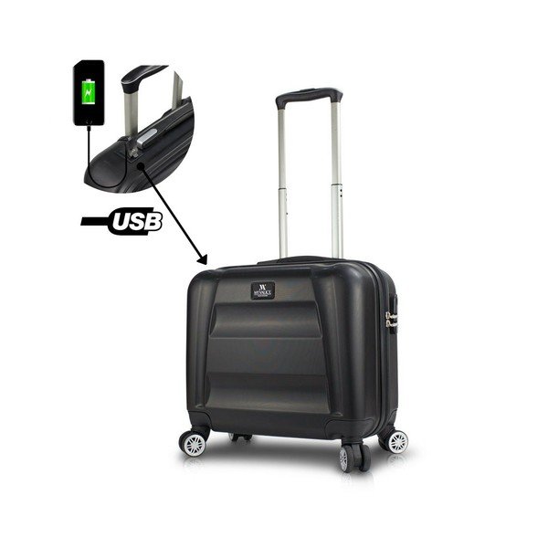 Czarna walizka na kółkach z USB My Valice COLORS LASSO Cabin Suitcase-image-1