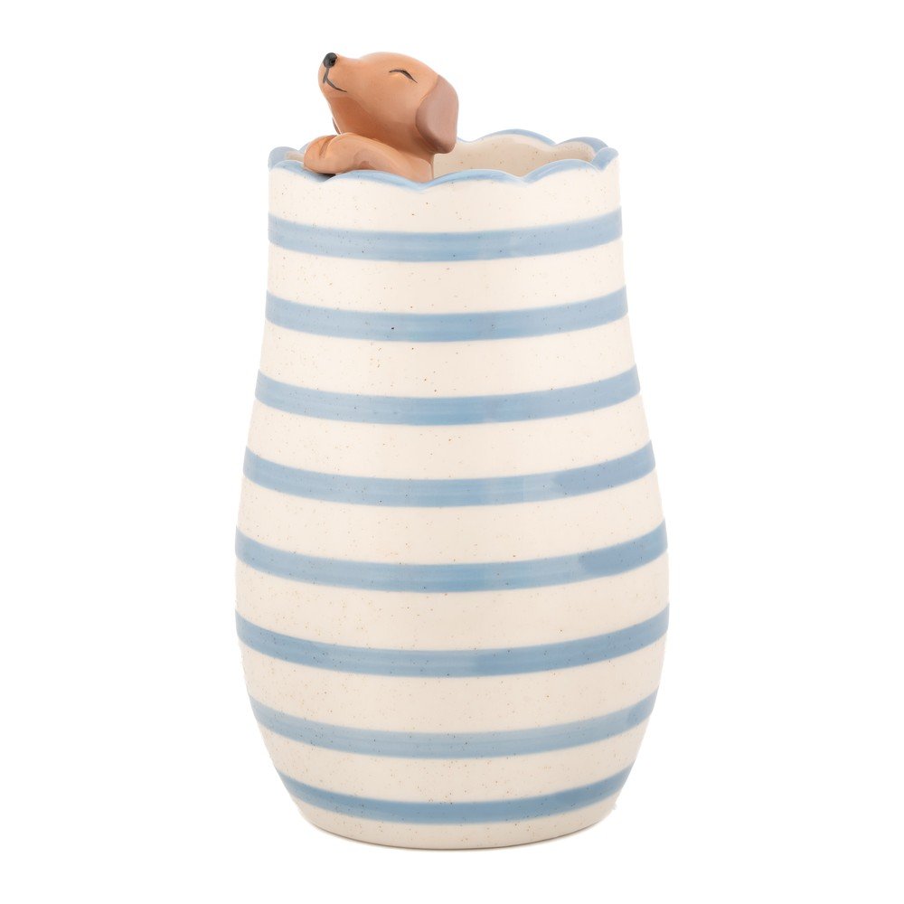 Biały wazon z dolomitu (wysokość 18,5 cm) Peeking Sausage Dog – Sass & Belle