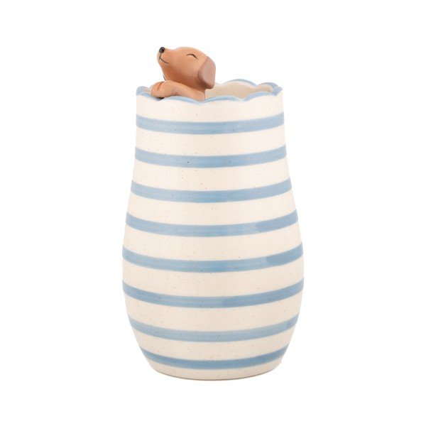 Biały wazon z dolomitu (wysokość 18,5 cm) Peeking Sausage Dog – Sass & Belle