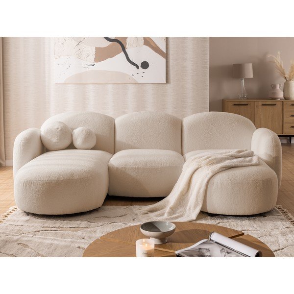 Jasnobrązowy narożnik z materiału bouclé (w kształcie litery U) Orbit – Ropez-image-1