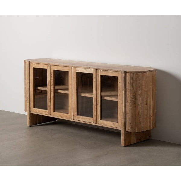 Witryna z litego drewna akacjowego w naturalnym kolorze 180x80x40 cm Creel – Ixia-image-1