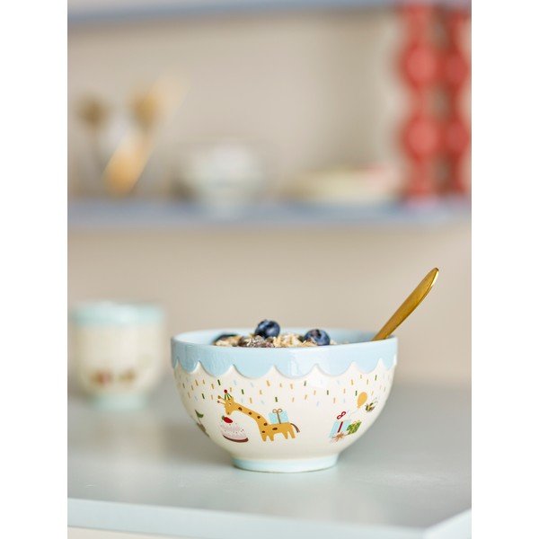 Jasnoniebieska/kremowa kamionkowa miska dla dzieci ø 13,5 cm Celebrate – Bloomingville Mini-image-1