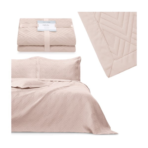 Jasnoróżowa narzuta pikowana z mikrowłókna 170x210 cm Ophelia – Restilo-image-4