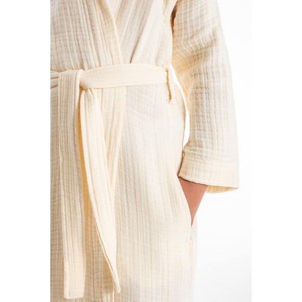 Kremowy szlafrok dziecięcy muślinowy w rozmiarze 5-6 lat Muslin – Foutastic-image-1