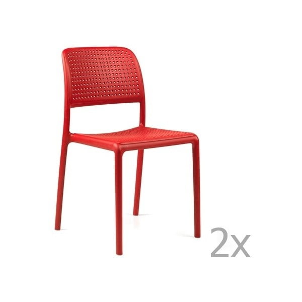 Zestaw 2 czerwonych krzeseł ogrodowych Nardi Bora Bistrot
