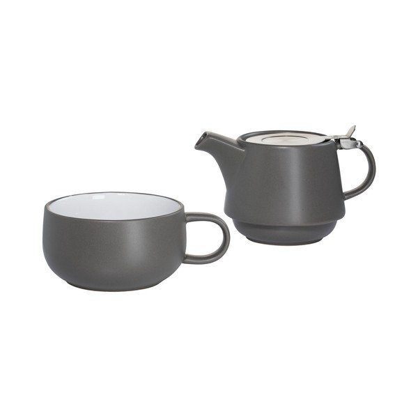 Zestaw szarej ceramicznej filiżanki z dzbankiem Maxwell & Williams