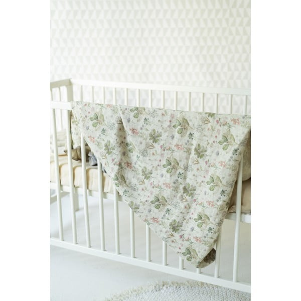 Dziecięca beżowa lniana pościel Linen Tales Botany, 70x100 cm-image-1