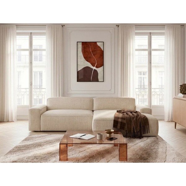 Beżowy rozkładany/z elektryczną regulacją siedziska narożnik (prawostronny) Abel – Bobochic Paris-image-3