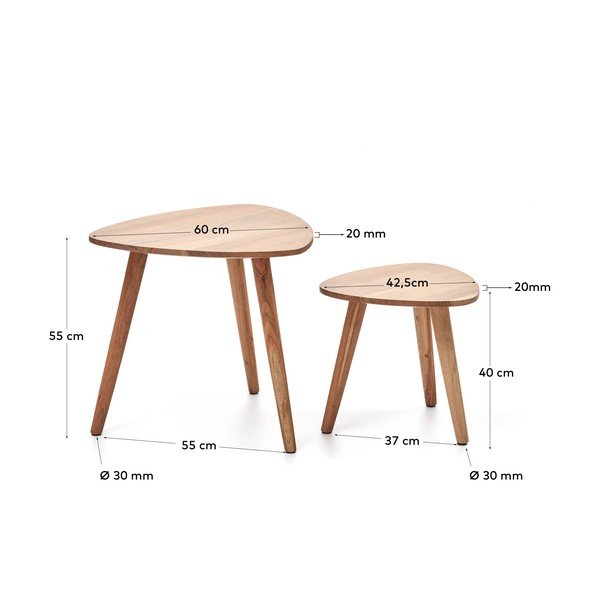 Stoliki z litego drewna akacjowego zestaw 2 szt. Eluana – Kave Home-image-4