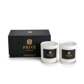 Zestaw 2 białych świec zapachowych Privé Home Mûre-Musc/Rose Pivoine
