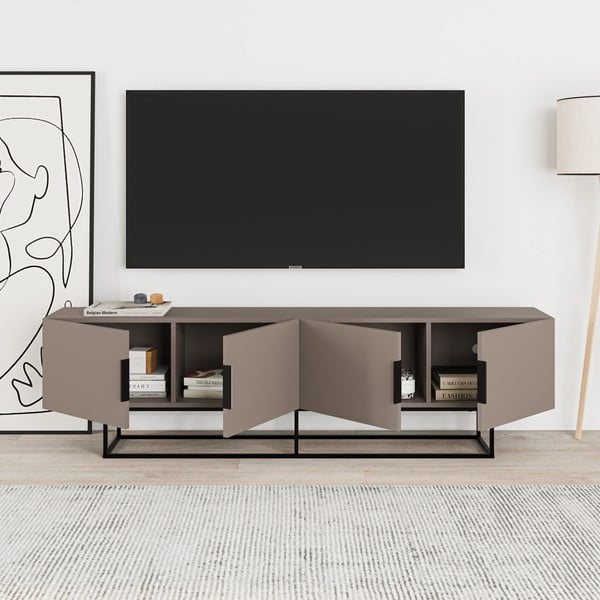 Szarobeżowa szafka pod TV 200x55 cm Titan – Marckeric-image-4