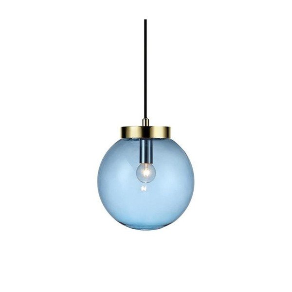 Niebieska lampa wisząca z detalem w kolorze złota Markslöjd Ball Two, ⌀ 22 cm-image-1