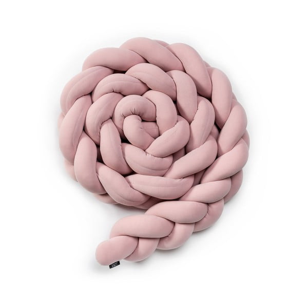 Różowy bawełniany pleciony ochraniacz do łóżeczka ESECO, dł. 360 cm