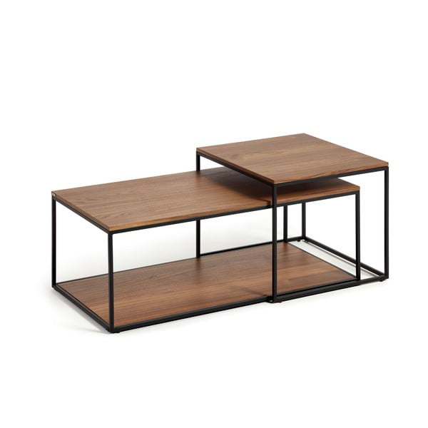 Brązowe stoliki z blatem w dekorze orzecha zestaw 2 szt. 50x100 cm Yoana – Kave Home