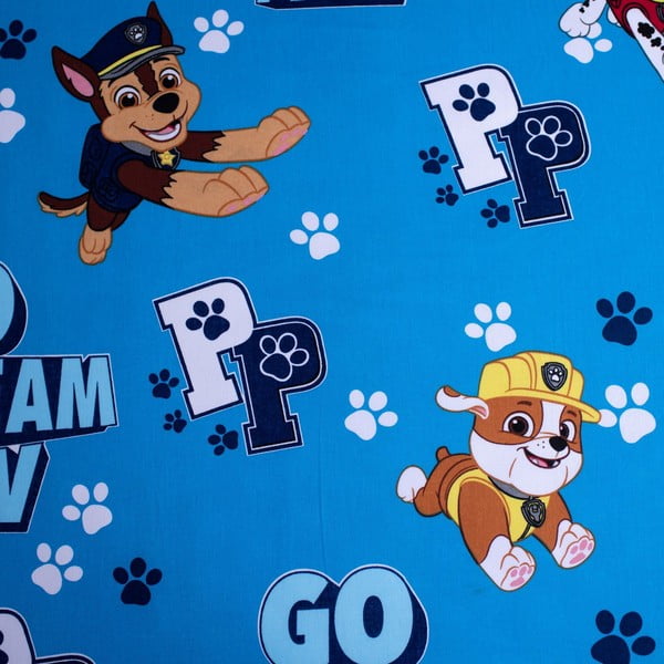 Niebieskie bawełniane prześcieradło dziecięce z gumką 90x200 cm Paw Patrol – Jerry Fabrics-image-1