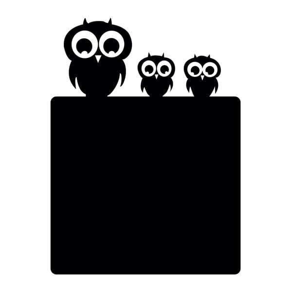 Czarna naklejka z powierzchnią do pisania Chalk Owl Family