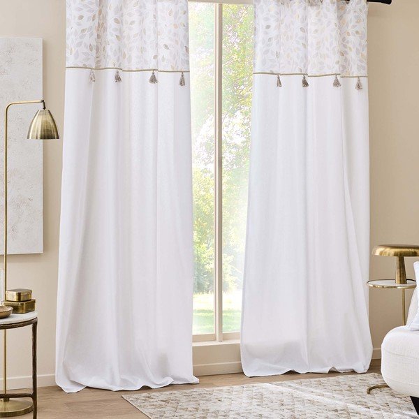 Biała zasłona z mieszanki bawełny 140x240 cm Duchesse – douceur d'intérieur-image-3